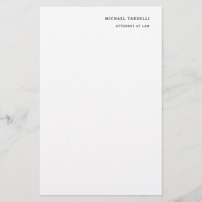 Attorney at Law Minimalist Classical Plain Stationery (Front)