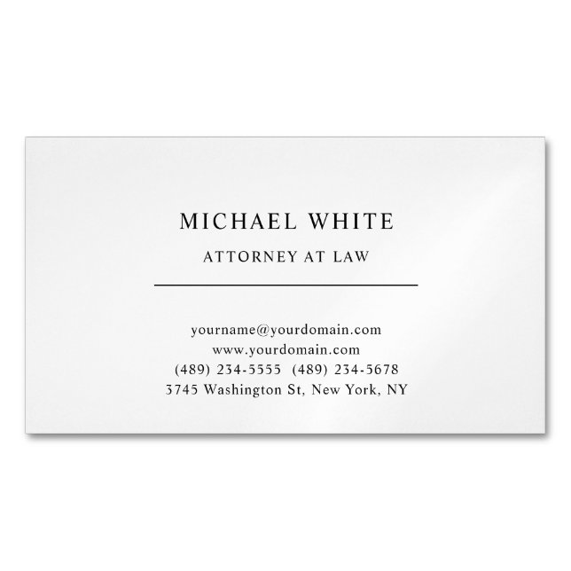 Attorney at Law Minimalist Classical Pro  Magnetic Business Card (Front)