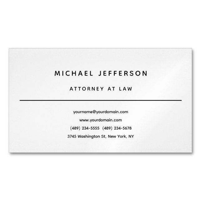 Attorney at Law Minimalist Classical Pro Magnetic Business Card (Front)