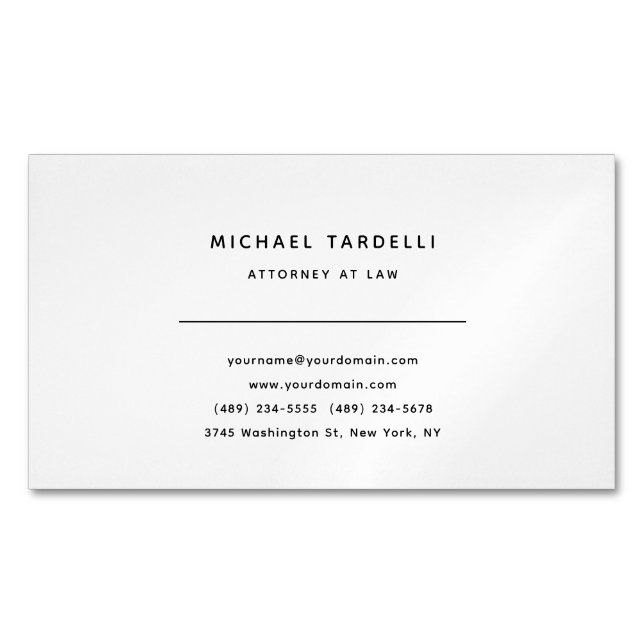 Attorney at Law Minimalist Classical Professional Magnetic Business Card (Front)