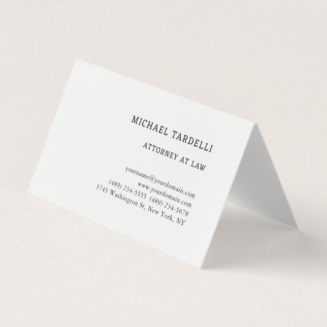 Attorney at Law Minimalist Classical Thick Business Card (Front)