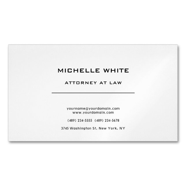 Attorney at Law Minimalist Professional Magnetic Business Card (Front)