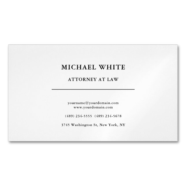 Attorney at Law Minimalist Professional Magnetic Business Card (Front)