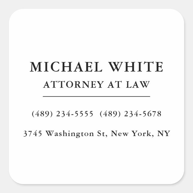 Attorney at Law Minimalist Professional Square Sticker (Front)