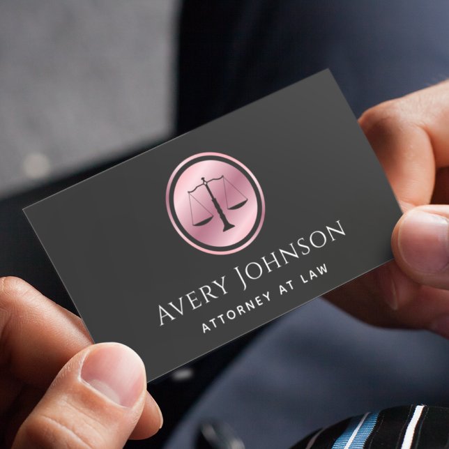 Attorney At Law Minimalist Rose Gold Scale Elegant Business Card (Creator Uploaded)