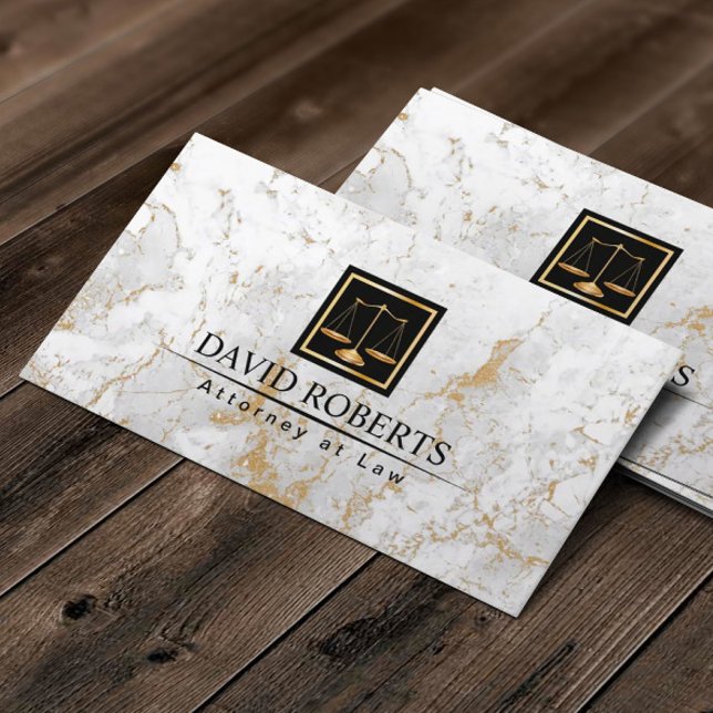 Attorney at Law Modern Gold Marble Stone Lawyer Business Card (Creator Uploaded)