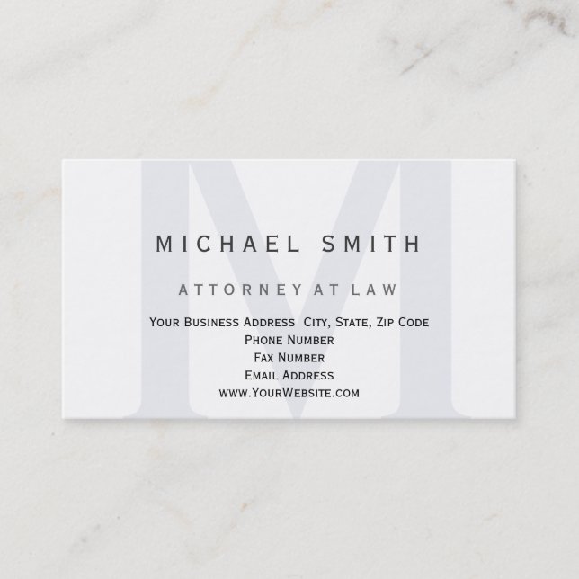 Attorney at Law Modern Minimalist Plain Business Card (Front)