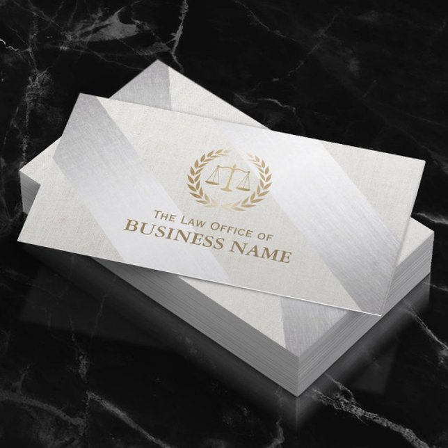 Attorney at Law Modern Silver & Gold Lawyer Business Card (Creator Uploaded)