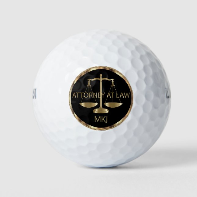 Attorney at Law, Monogram - Black and Gold Golf Balls (Front)