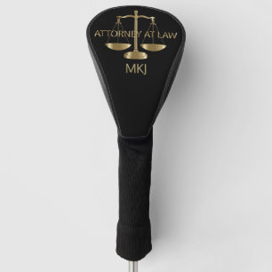 Attorney at Law, Monogram - Black and Gold Golf Head Cover