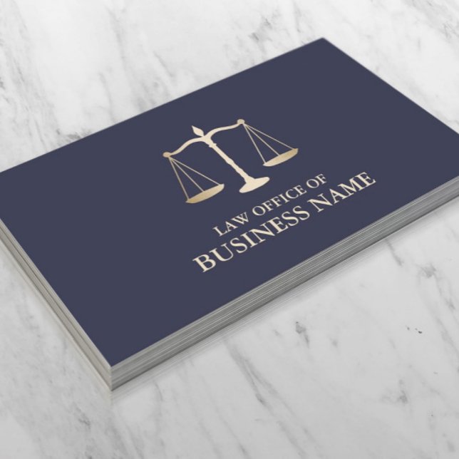 Attorney at Law Navy Blue & Gold Plain Business Card (Creator Uploaded)