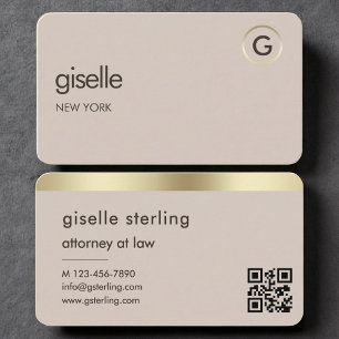 Attorney at Law Neutral Gold QR Code Business Card
