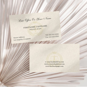Attorney At Law Office Beige Linen Texture Business Card