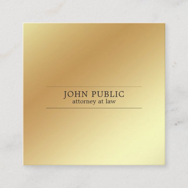 Attorney At Law Office Elegant Gold Silk Luxury Square Business Card (Front)