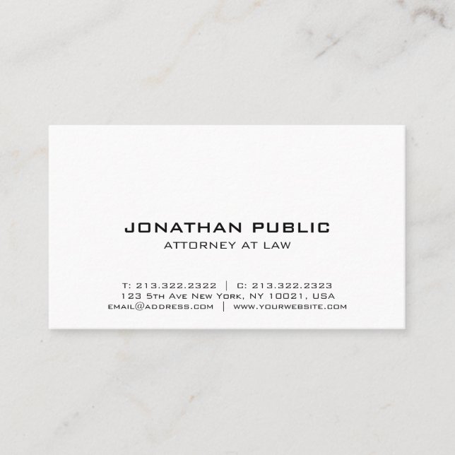 Attorney at law office professional modern elegant business card (Front)