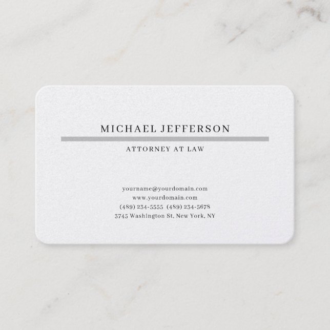 Attorney at Law Pearl Minimalist Classical Pro Business Card (Front)