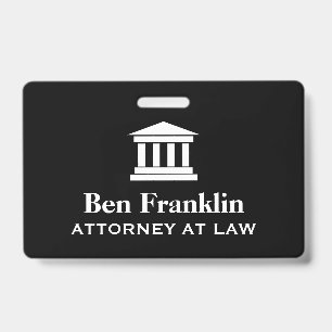 Attorney at law personalised court house name ID badge