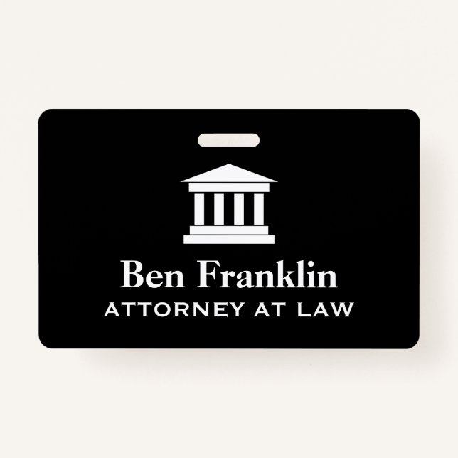 Attorney at law personalised court house name ID badge (Front)