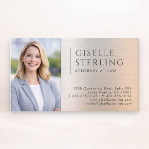 Attorney at Law Photo Brushed Metal  Business Card