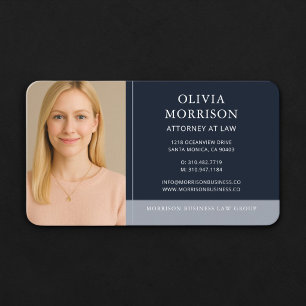 Attorney at Law Photo Navy Blue Business Card