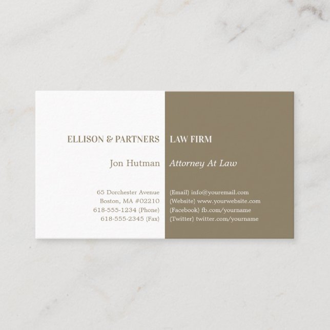 Attorney at Law | Plain Gold Business Card (Front)