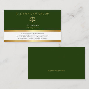 Attorney at Law Professional Gold Dark Green Business Card