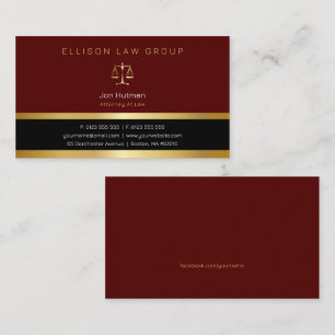 Attorney at Law   Professional Gold Dark Red Business Card