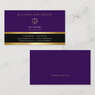 Attorney at Law   Professional Gold Purple Business Card