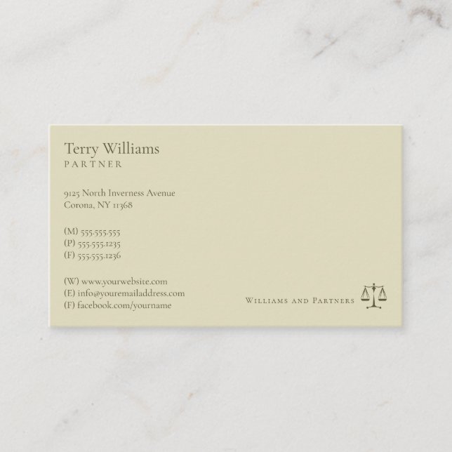 Attorney at Law | Professional Lawyer Business Card (Front)