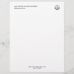 Attorney at Law Professional Lawyer Custom Letterhead
