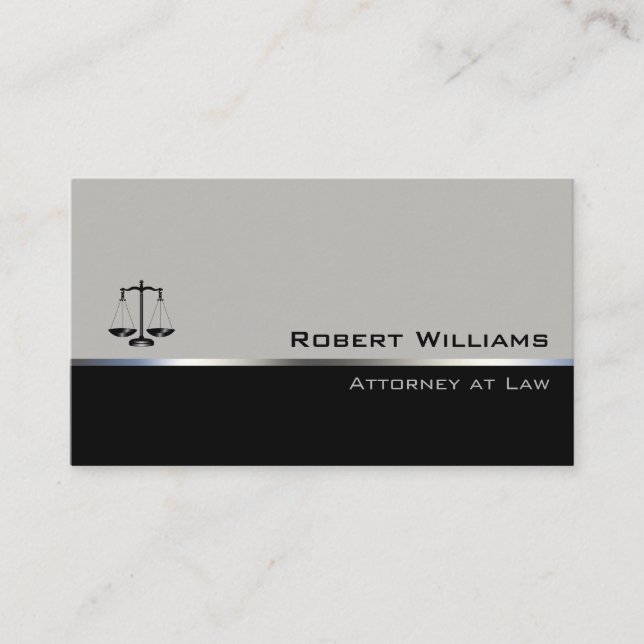 Attorney At Law Professional Simple Grey Black Business Card (Front)