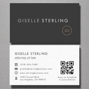 Attorney at Law QR Code Luxury Black Business Card
