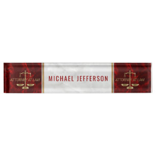 Attorney at Law  - Red & White Marble Nameplate