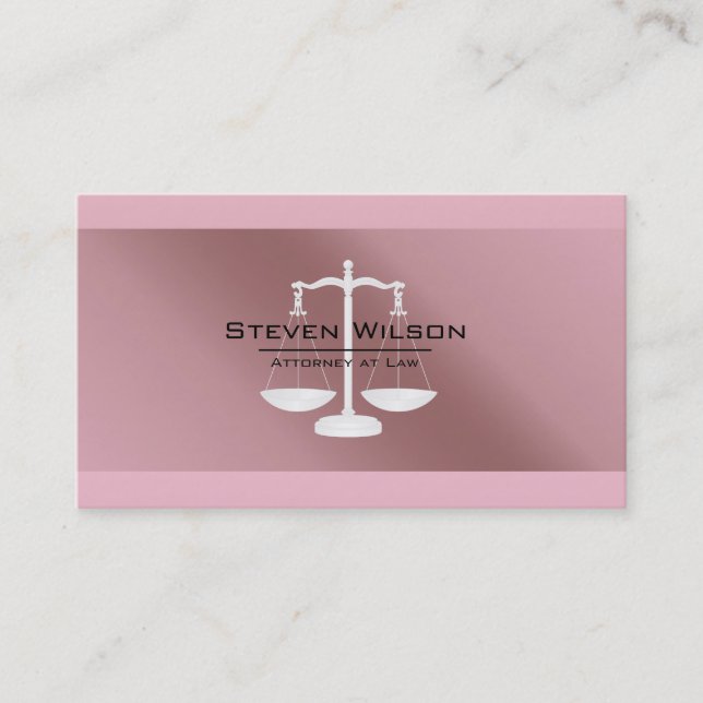 Attorney At Law Rose Gold Metal Foil Legal Scale Business Card (Front)