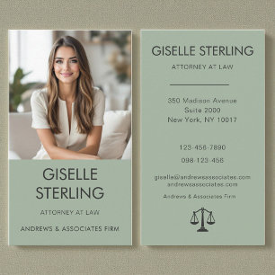 Attorney at Law Sage Green Professional Photo Business Card
