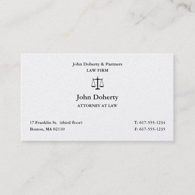 Attorney at Law | Scales of Justice Business Card (Front)