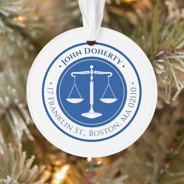 Attorney At Law | Scales of Justice Deep Blue Ornament (Tree)