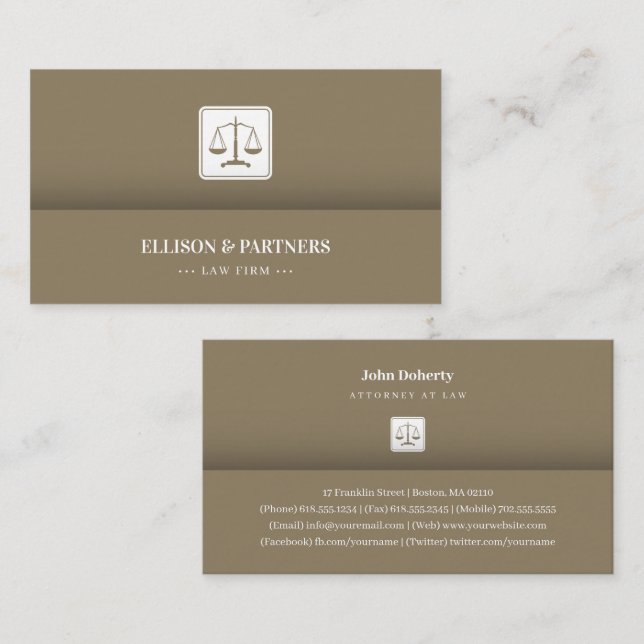 Attorney at Law | Scales of Justice Gold Business Card (Front/Back)