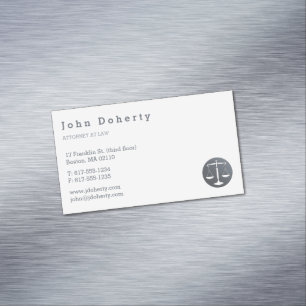 Attorney at Law Scales of Justice Magnetic Business Card