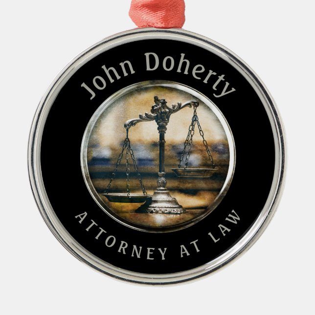 Attorney At Law | Scales of Justice Metal Tree Decoration (Front)