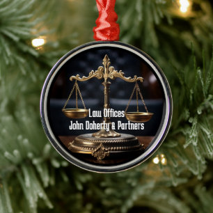 Attorney At Law   Scales of Justice Metal Tree Decoration