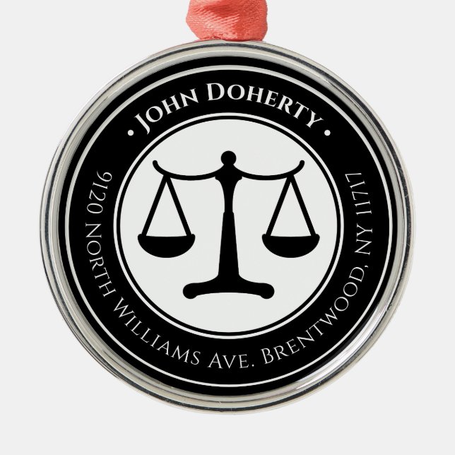 Attorney At Law | Scales of Justice Metal Tree Decoration (Front)