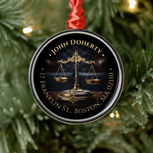 Attorney At Law   Scales of Justice Metal Tree Decoration
