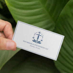 Attorney At Law-Simple Blue Scale & Border  Business Card