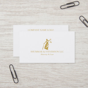 Attorney At Law-Simple Gold Lady Justice Logo Business Card