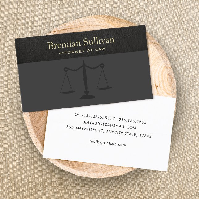 Attorney at Law Sophisticated Faux  Black Linen Business Card (Creator Uploaded)