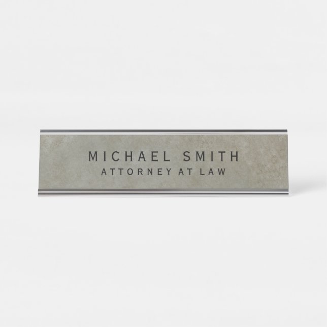 Attorney at Law Stone Design Simple Minimalist Desk Name Plate (Front)