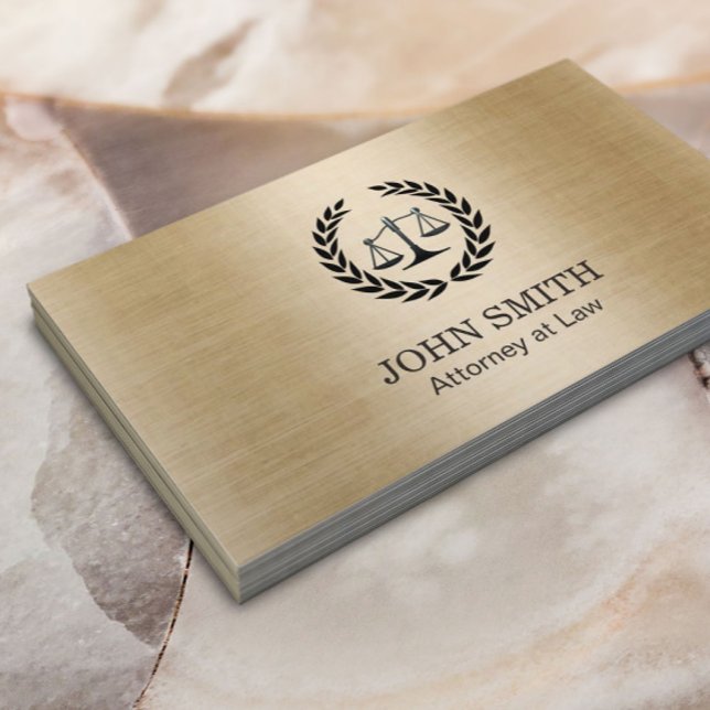 Attorney at Law Stylish Brushed Gold Business Card (Creator Uploaded)