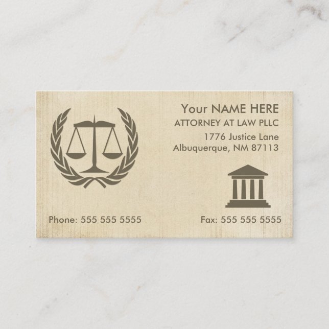 Attorney at Law Vintage Parchment Business Card (Front)
