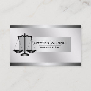 Attorney At Law White and Silver Steel Legal Scale Business Card